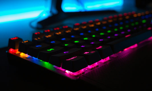 Gaming keyboard with multicoloured lights
